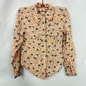 True Religion pink floral button down shirt size S
